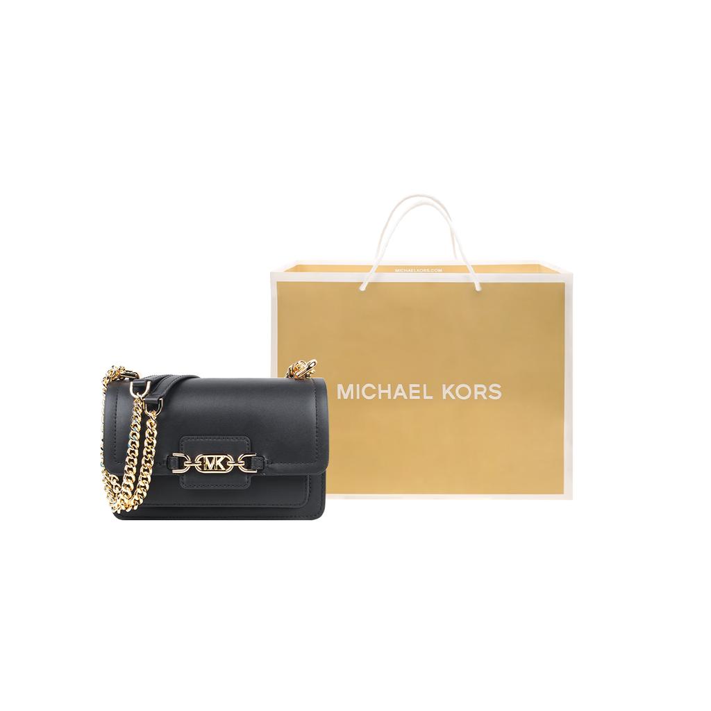 Michael Kors Heather Classic Solid Color Commuter Letter Logo Fashion Leather Small Square Chain Envelope Crossbody Shoulder Bag 32S2G7HC0L-001