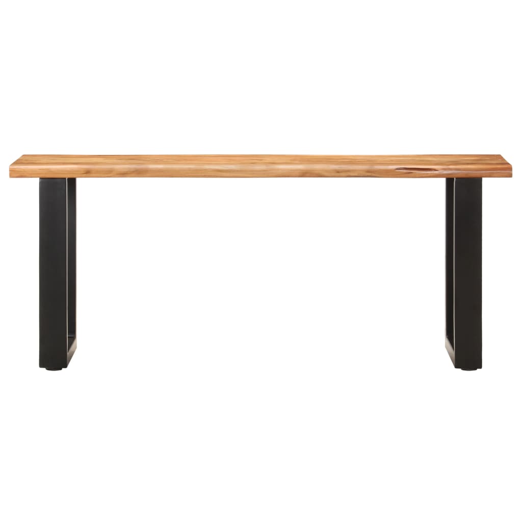 Solid Wood Bench with Natural Edge 110 Cm Acacia Wood and Steel