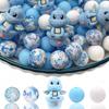 30PCS Silicone Bead Set - Cute Dinosaur, Plant & Flower Designs for DIY Jewelry, Keychains, Bracelets & Craft Pens