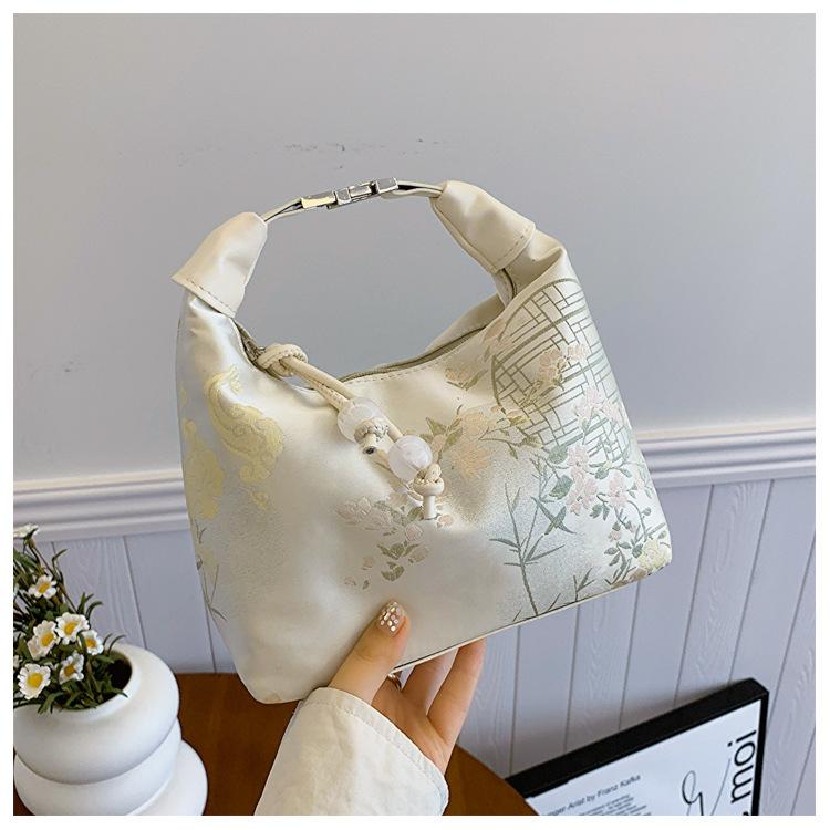 Silk Jacquard New Chinese Style Retro 2025 New Silk Jacquard Fashion Simple Shoulder Messenger Handbag