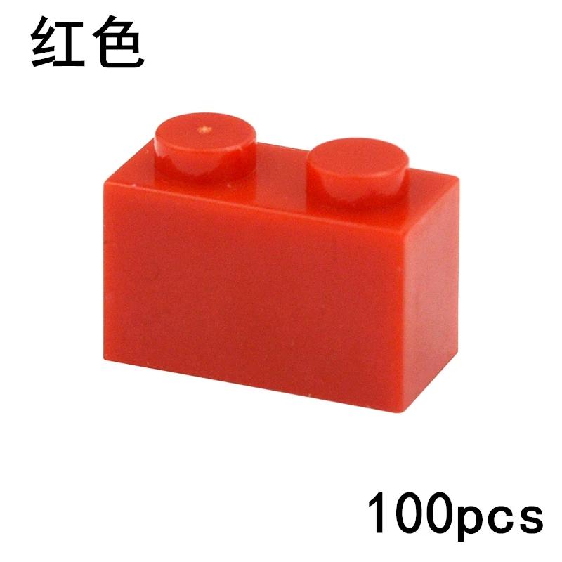 100pcs Bricks Compatible 3004 1x2 Dots DIY Building Blocks Thick Figures Brick Educational Creative Construction Toys For Kids
