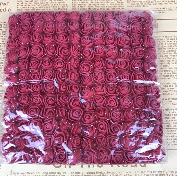 144 DIY 2.5cm Yarn Roses - PE Foam Flowers for Bridal & Candy Wreaths