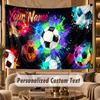 Soccer (338) Theme Wall Tapestry Customized With Name Text Personalized Hanging Tapestry For Bedroom Living Room Decor