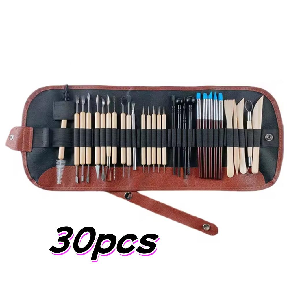 Ceramic Tool Set: Multi-functional Clay Sculpting & Modeling Tools with Cloth Bag