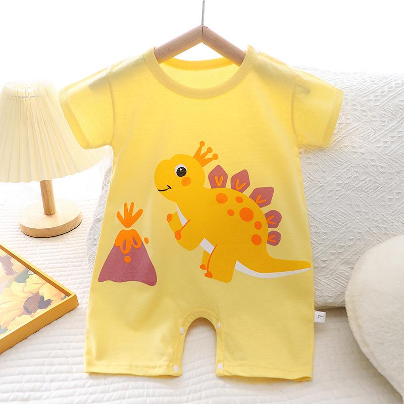 2026 Summer Kids O-Neck Short Sleeve Pajama-Rompers Baby Spring Short Crawling Clothes Cartoon Cotton Jumpsuit for Girl Boy