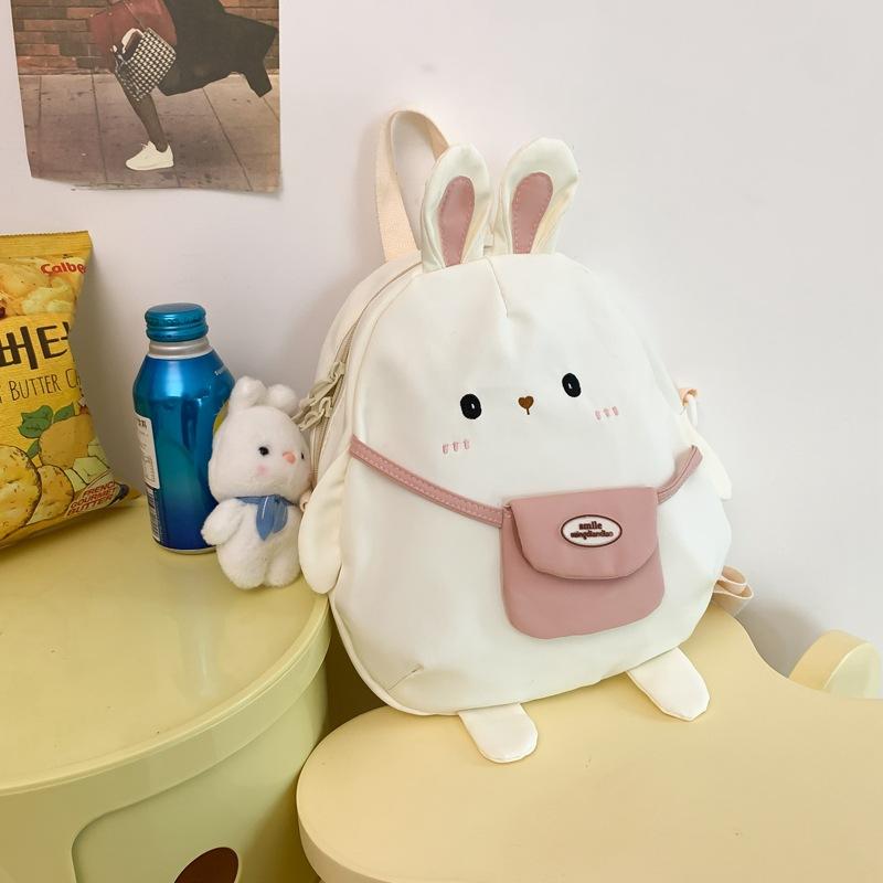 Cute Little Bunny Girl Backpack Bag Junior High School Student College Student Class Schoolbag Large Capacity Oblique Span Canvas Bag