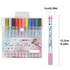 DIY 12 Colors Nail Art Graffiti Pen Set 0.7mm Quick Dry Painting Marker Pen Waterproof Nail Polish Pens