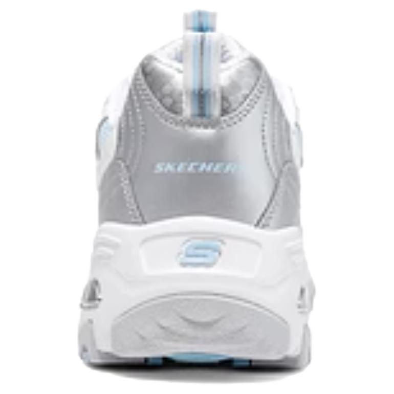Skechers DLites 1.0 Cómodas Versátiles Moda Casual Retro Transpirables Caña Baja Zapatos de Papá Zapatilla Mujer Plata Blanco 150246-WSLB