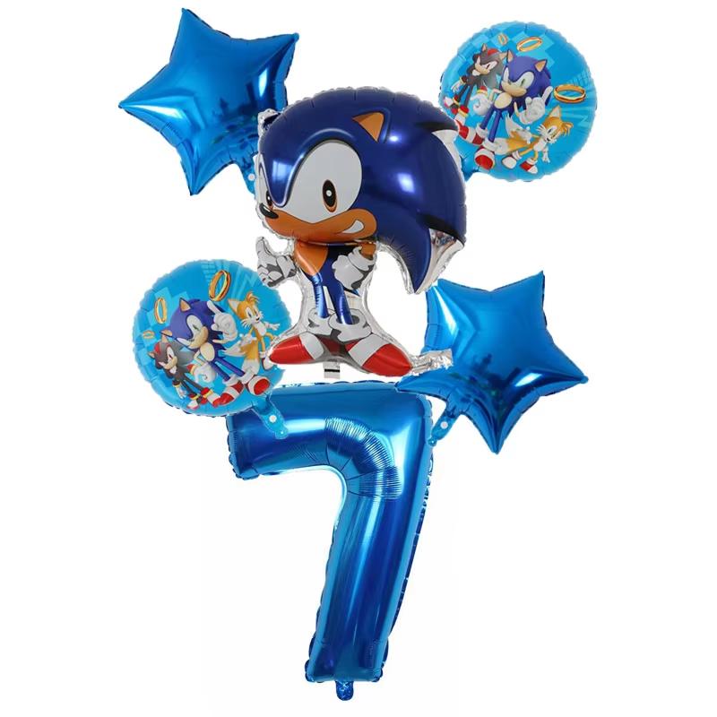 6Pcs Cartoon Hedgehog Balloons Sonic Theme Birthday Party Decoration Balloons For Boys Children Baby Bath Toys