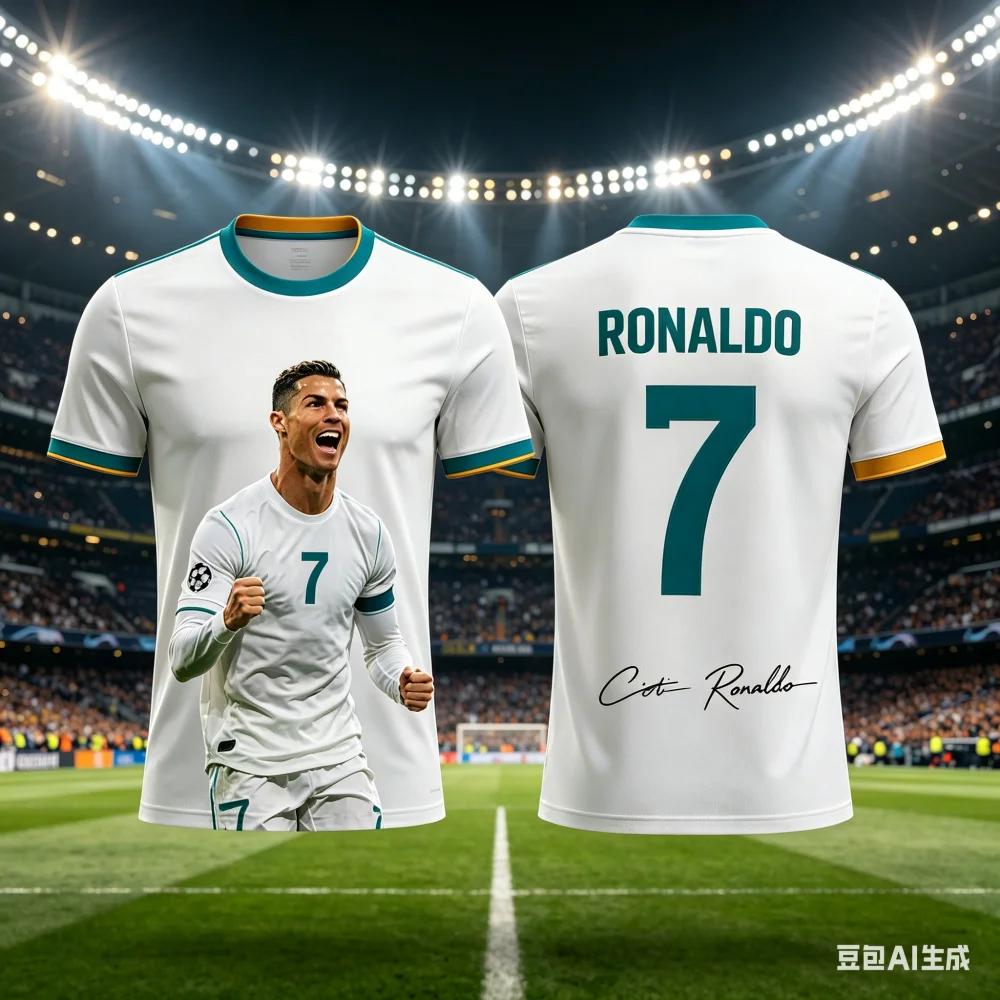 Men's Summer 3D Ronaldo Print Football Sports T-Shirt, Breathable and Quick-Drying Material Design, Perfect Summer Gift for Fans
