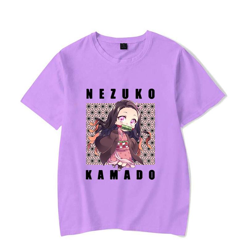 Anime Kamado Nezuko Print Short Sleeve T Shirts Men Shirts Summer Short Sleeved Male T-Shirts Comfy Soft Shirts Loose Tops