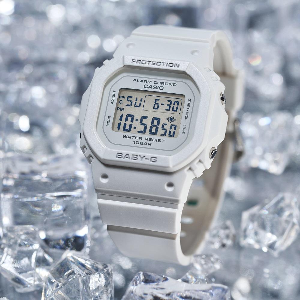 Casio Baby-G Classic Square Trendy Waterproof Student Lightweight Simple Youth White Quartz Movement Resin Strap Women watches BGD-565-7PR
