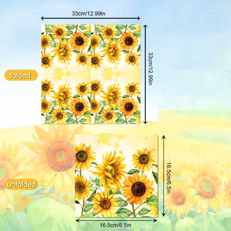 20pcs Watercolor Sunflowers Paper Napkins Wedding Disposable Tableware Serviettes Tissues Baby Birthday Party Long Napkin Decor