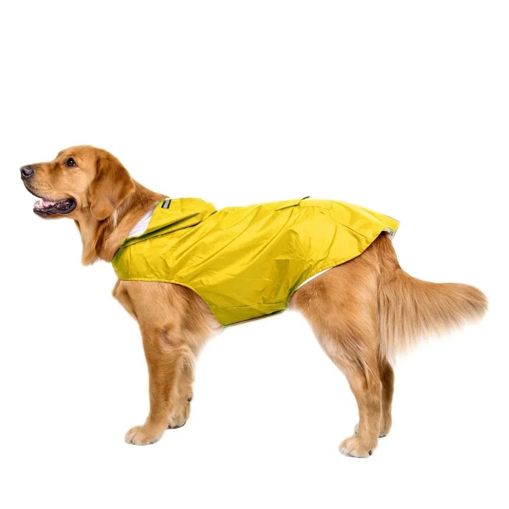 

9 Sizes Dog Raincoat Small Medium Large Dogs Waterproof Hooded Jacket Rain Clothes with Reflective Stripe Outdoor Accessories S жовтий