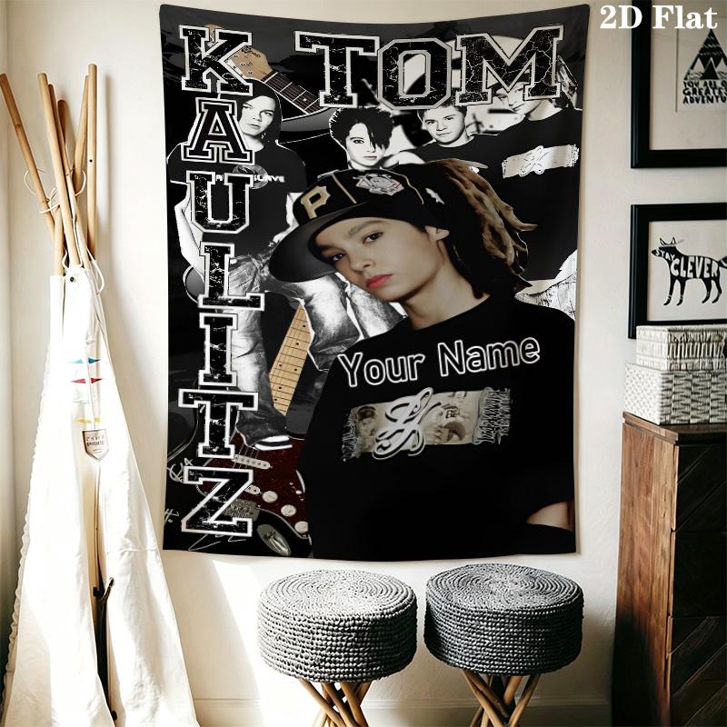 Tom Kaulitz Custom Name Wall Tapestry Aesthetic Wall Hanging Printed Fabric Blanket Decorative Tapestries for Bedroom Living Room Home Decor