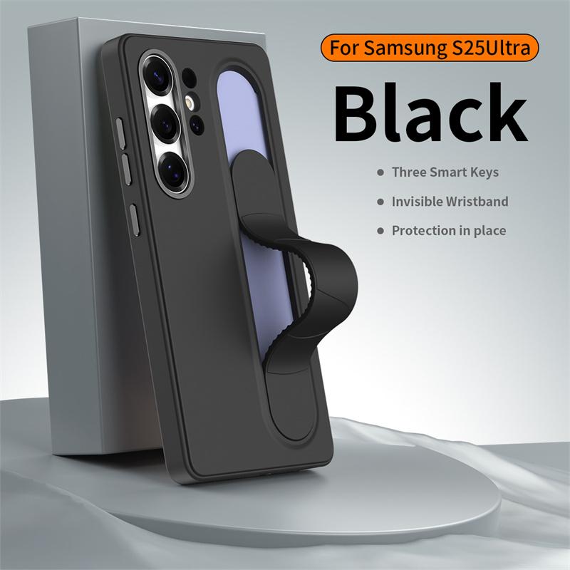 Smart Silicone Wristband Bracket Phone Case For Samsung Galaxy S23 S24 S25 S26 Ultra Plus Intellgent Control Buttons TPU Cover