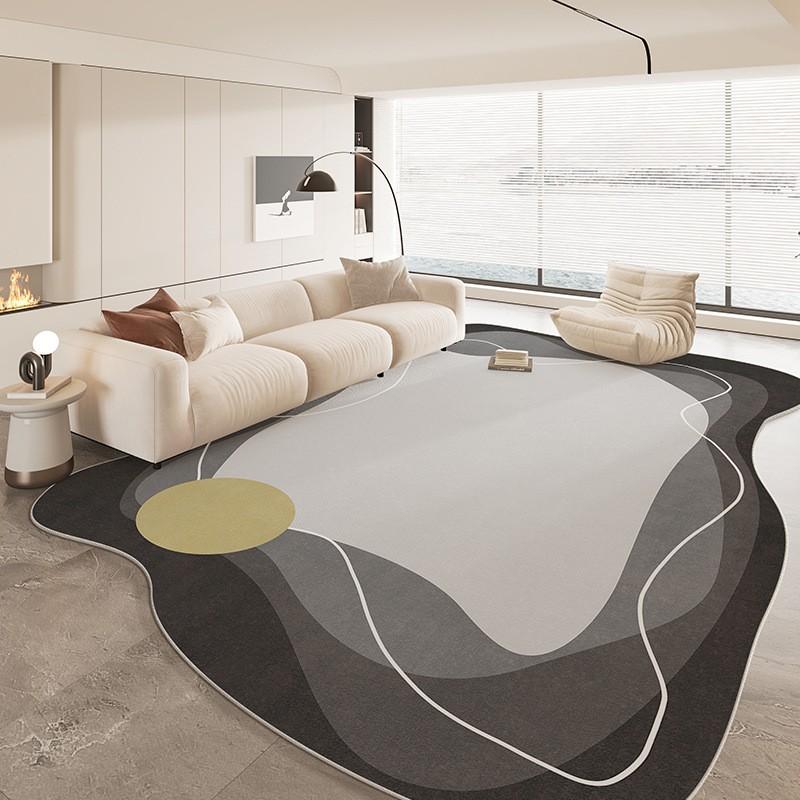 Modern Abstract Irregular Shape Area Rug Living Room Bedroom Non-Slip Washable Floor Mat Minimalist Cream Style