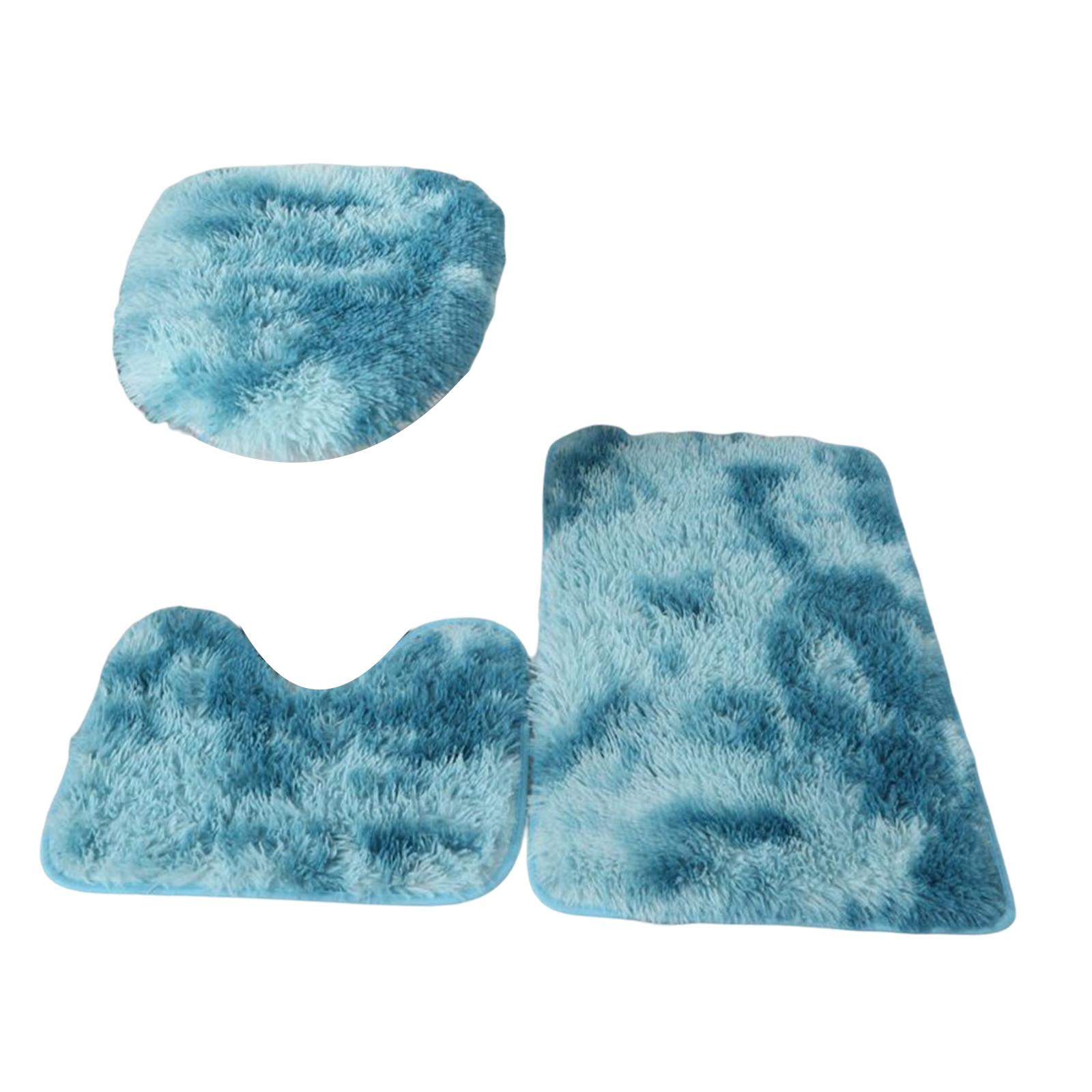 

3 Pieces Bath Mats Bath Set with Toilet Cover U Shape Rug Bathroom Rug Sets for Tub