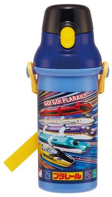 Skater Water Direct Dishwasher Made In Plarail Children's Bottle, 480ml, Drinking, Plastic, One-Touch Operation, Safe, Japan, 25, Boys', PSB5SANAG-A