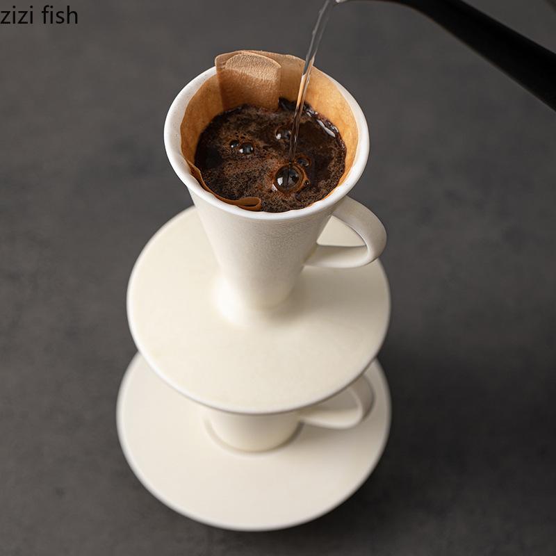 Ceramic Mug White Porcelain Coffee Cup Afternoon Tea Cup Filter Funnel Milk Pot Water Cups Coffee Leakage Breakfast Cups Tea Mug