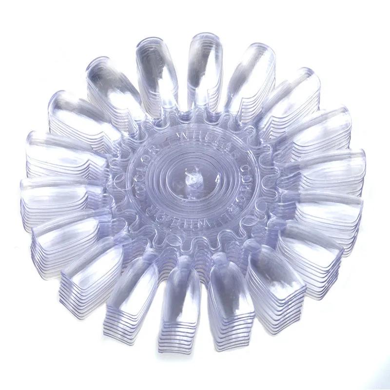 

10 шт./упак., накладные типсы для ногтей, таблица, акриловый гель-лак, колесо палитры, натуральные/прозрачные кончики для дизайна ногтей, палочки для практики, цветная карта