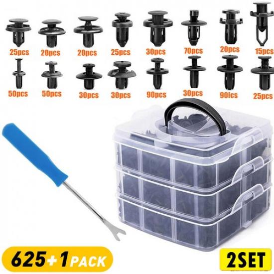 1/2set 625x Car Body Trim Clips Rivets Retainer Bumper Screws Panel Push Fastene