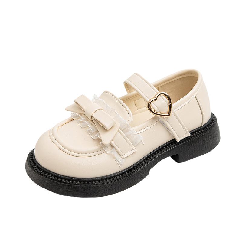 Girls leather shoes bow Mary Jane single shoes 2025 autumn new children's black performance shoes girls princess shoes