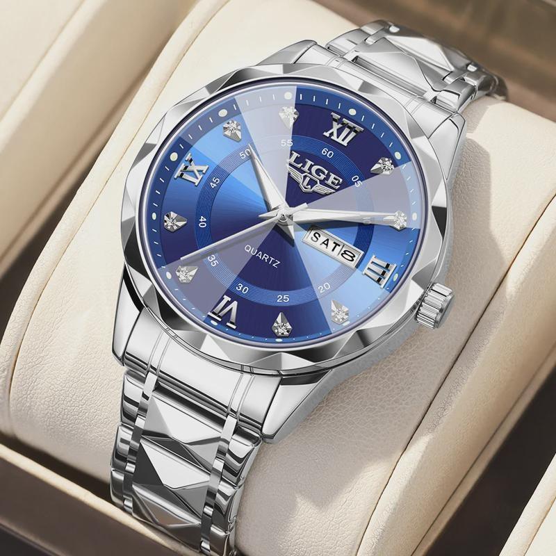 Fashion Simple Quartz Man Watch Luxury Business Steel Band Casual Sports Waterproof Date Weeks Watches