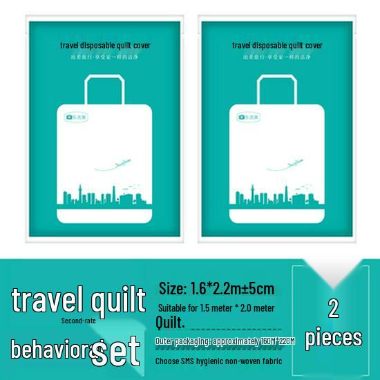 Travel Disposable Bed Set: Dirty-Proof Bed Sheets, Duvet Cover, Pillowcase, and Towel for Hotel or Train Sleeper.