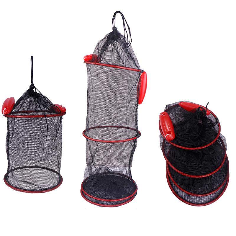 Portable Mesh Crab Fishing Net Crayfish Lobster Shrimp Trap Foldable Fish Cage Woven Fish Basket Network Trap Cage Tackle