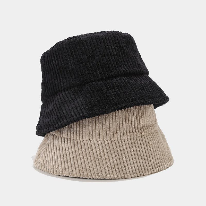 New Women Fall Winter Classic Corduroy Bucket Hat Outdoor Panama Harajuku Fishing Bucket Hats for Female Male Unisex Casual Cap