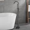 Tuqiu Brushed Gold Bathroom Bathtub Faucet + Handheld Shower Free Standing  Luxury Gray BathTub Mixer Taps Floor Mounted