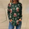 Tee Shirts For Women Casual Round Neck Long Sleeve Shirts Christmas Printing Top Pullover