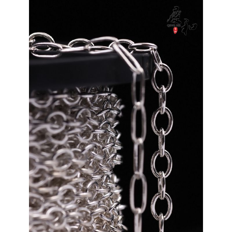 

DIY European and American Style Sterling Silver Cross Chain Trendy Large Circle Plain Silver 3.9mm Semi-Finished Product 10cm