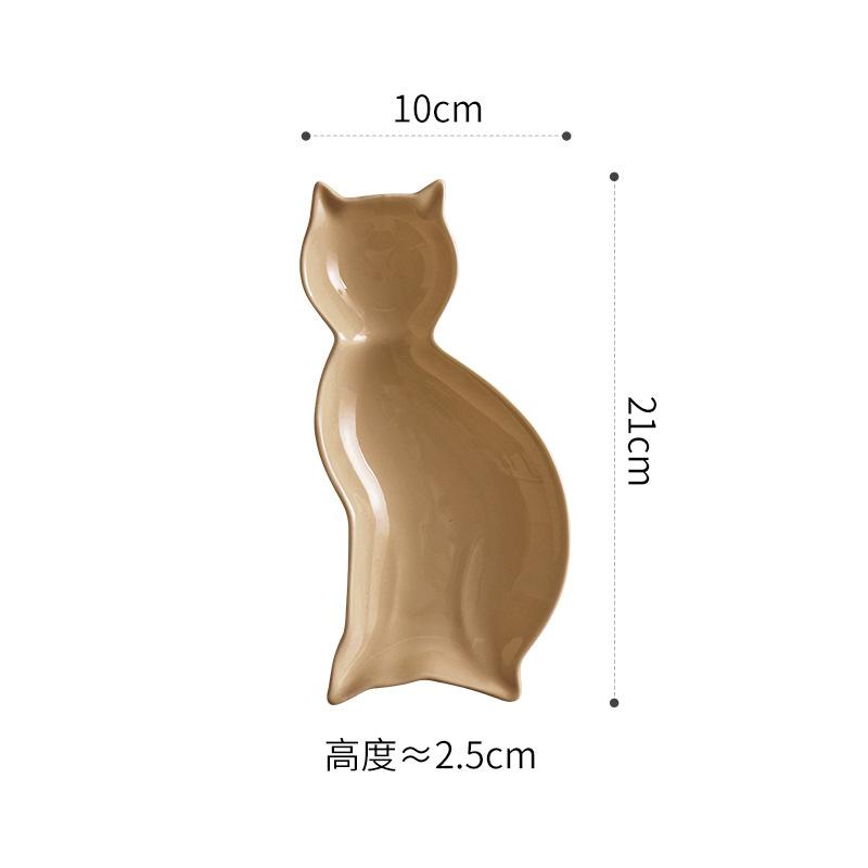 Piatto creativo a forma di gatto in ceramica, piatto per snack con patatine fritte, piatto per snack dim sum, piatto per colazione, stoviglie da cucina