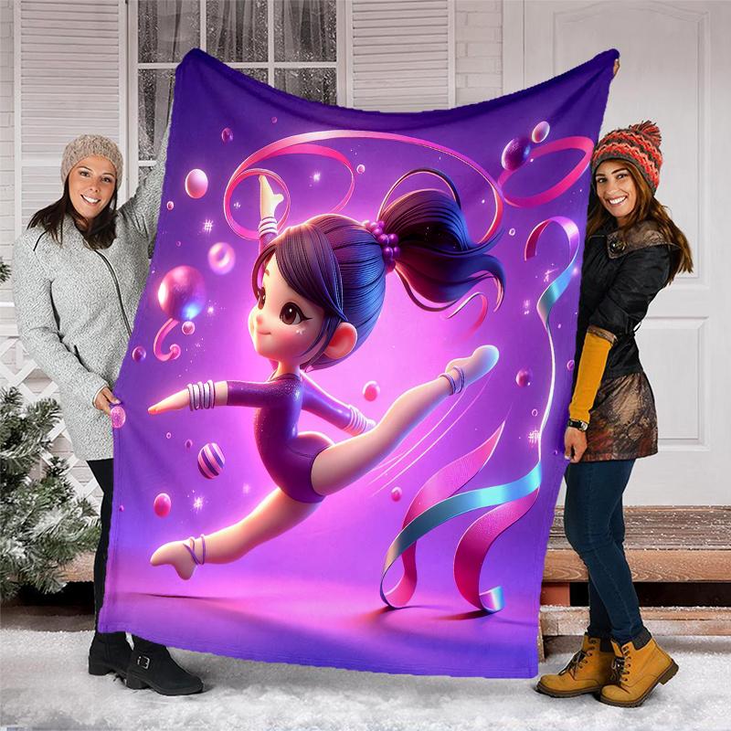 Gymnastics Theme Printed Blanket - Perfect for Couch, Bed, Travel & Outdoor Use | Machine Washable, Cozy & Durable.