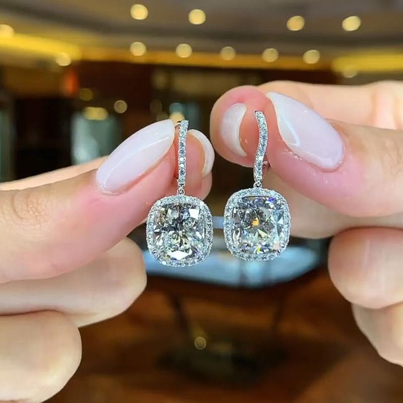 Huitan Gorgeous Cubic Zirconia Hanging Earrings for Women Romantic Crystal Dangle Earrings Wedding Temperament Female Jewelry