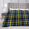 Yellow Tartan Blanket  Soft Warm Novelty Plush Throw Blanket For Girls Boys Couch Bed Flannel Bedspread Bed Cover