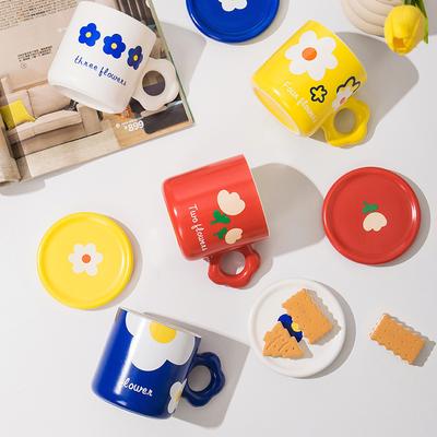 Ins Mädchen Herz Niedliche Blumentasse Herz Souvenir Keramik Wassertasse Hochaussehende Home Frühstücksmilchtasse