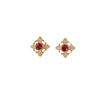 18K Gold-Plated Sterling Silver Stud Earrings with Red Diamond, Women's Versatile French Style Ear Jewelry.