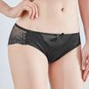 Low-rise Cotton Crotch Seamless Women Briefs See-through Lace Satin Patchwork Panties