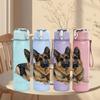 1PC German Shepherd Dog Portrait Print 750ml Color Plastic Sports Water Bottle Leakproof Flip Straw Lid Suitable for Sports Office Home Use