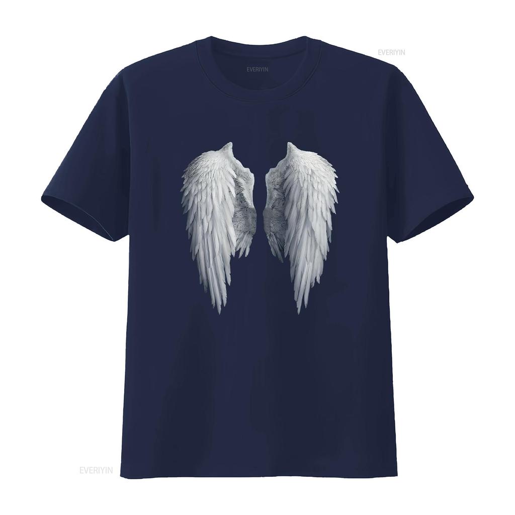 Fancy Womens Fashion Angel Wings Simple Cute T Shirt Black vintage Washed graphic homme Soft Stretched Stylish Versatile Unisex