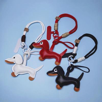 Colgante de Cuero de Teckel para Bolso de Cachorro y Cordón para Teléfono