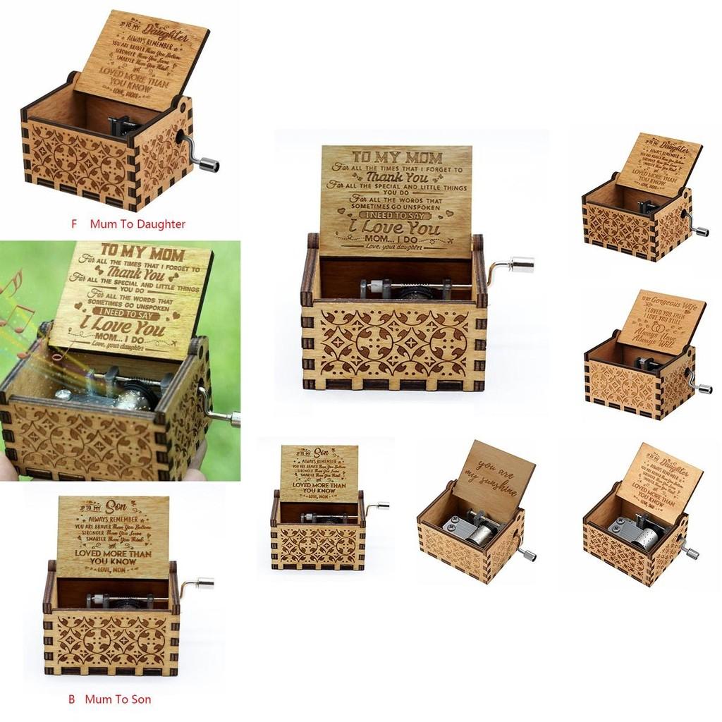 Exquisite Wooden Music Box For Mom/dad To Daughter Heartwarming You Are My Sunshine Keepsake
