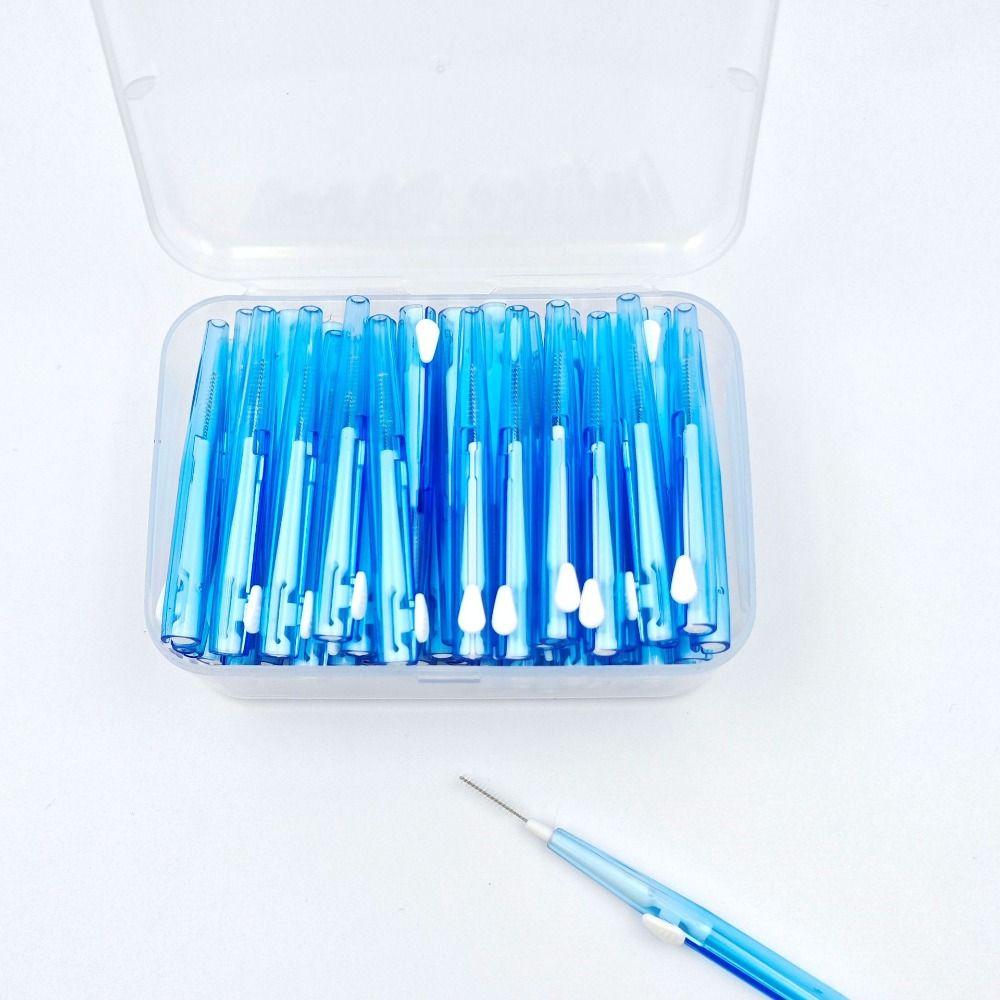 60 Pcs 0.6-1.5mm Toothpicks Push-pull Toothbrush PE Oral Cleaning Tools  Interdental Cleaning
