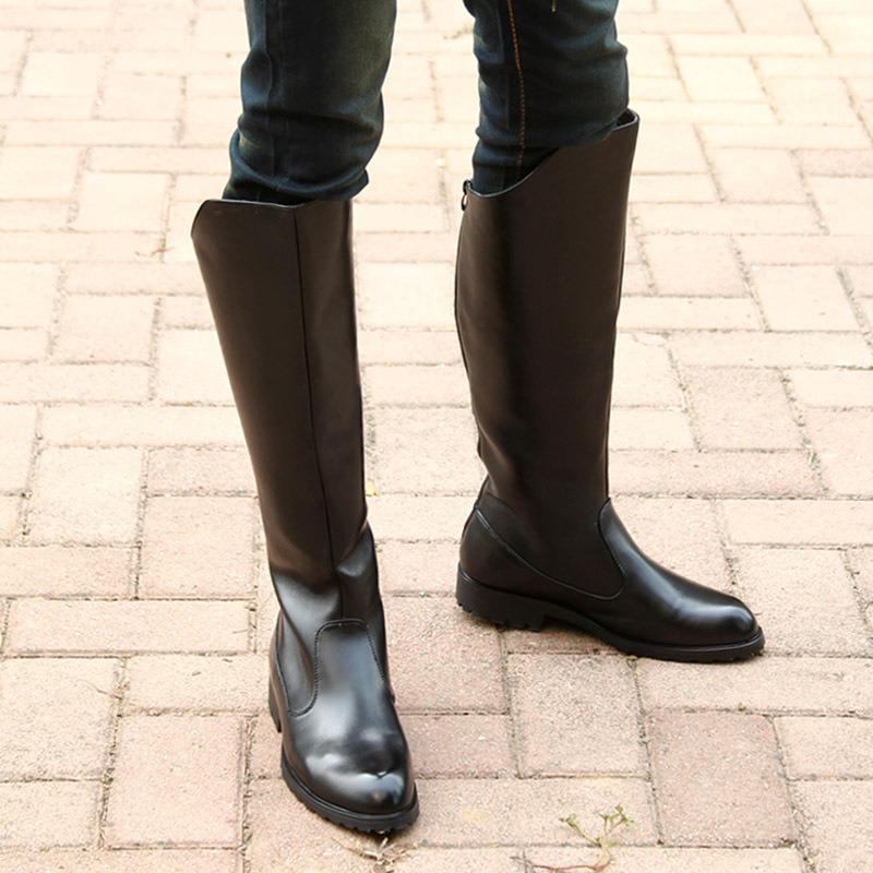 Yüksek Kaliteli Uzun Çizme Erkek Uzun Deri Çizme Moda Sivri Burunlu Dış Mekan Şövalye Çizmeleri Tasarımcı Erkek Motosiklet Botu Botas Hombre