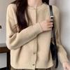 Spring and Autumn new crew neck knitted jacket for women to wear with gentle temperament short thickened sweater cardigan