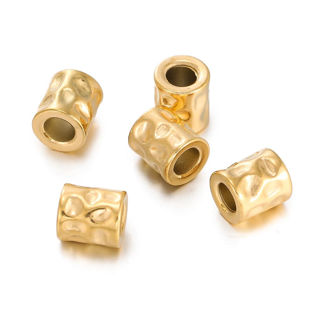 5Pcs/lot Stainless Steel Cylinder Tube Bead Gold Plated Spacer Dot Bead for Bracelet Friendship DIY Jewelry Making Necklace Seed