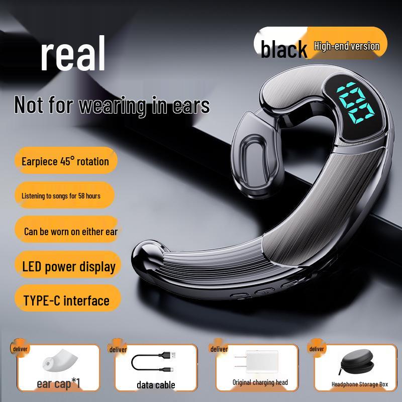 2024 In-Earless Bone Conduction Bluetooth Headphones, Ear-Hook Design, with 5.3 Chip and Ultra-Long Battery Life, Unisex.